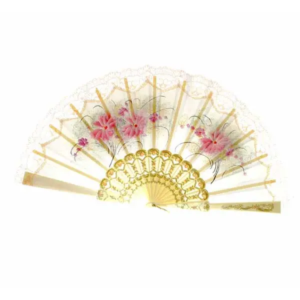 Pink Blossom-Printed Folding Hand Fan 1