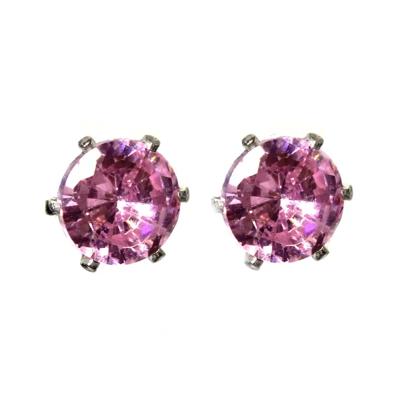 Pink Round Stud Earrings 1