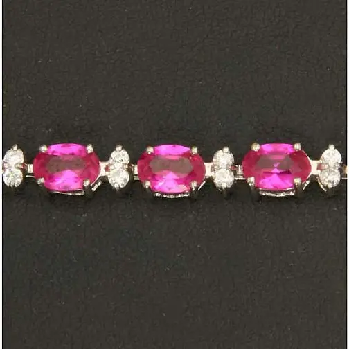 Pink Sapphire Accent Bracelet In Sterling Silver – 7 Inch Size 1