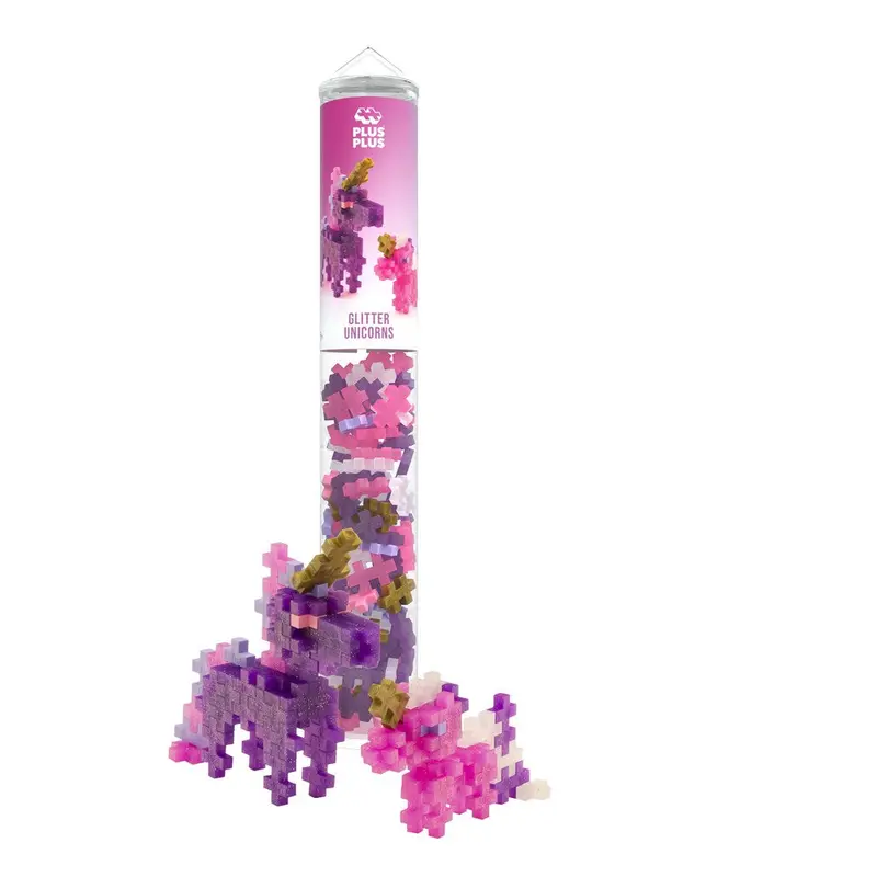 Plus-Plus Glitter Unicorn Building Tube – 100 Units 1