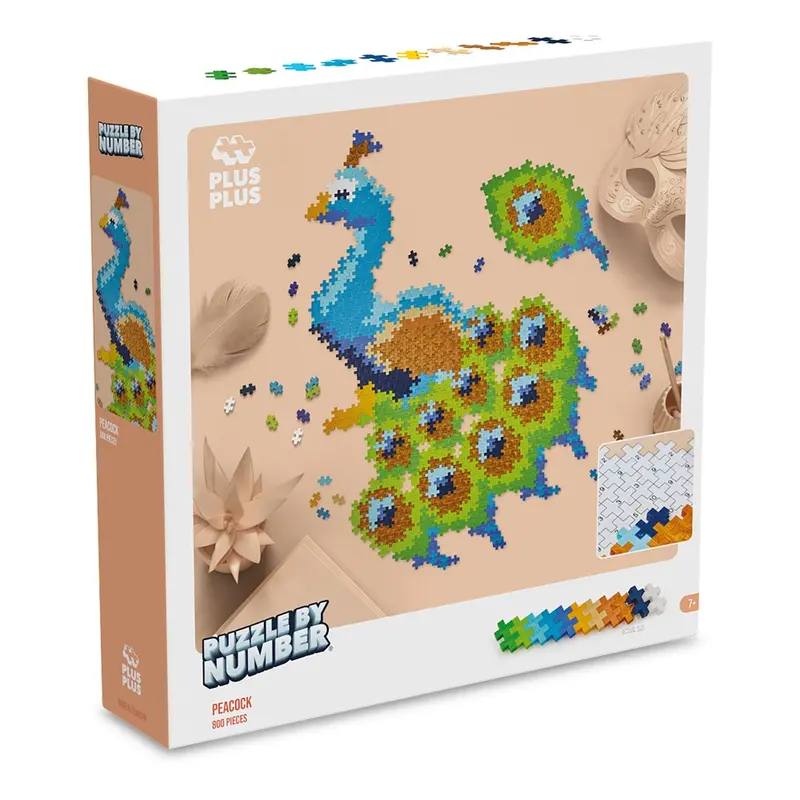Plus-Plus Numbered Puzzle Kit – Peacock Design (800 Pieces) 1