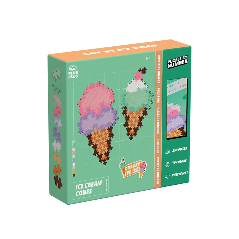 Plus-Plus Puzzle-By-Number – Ice Cream Cones – 250-Piece Kit 1