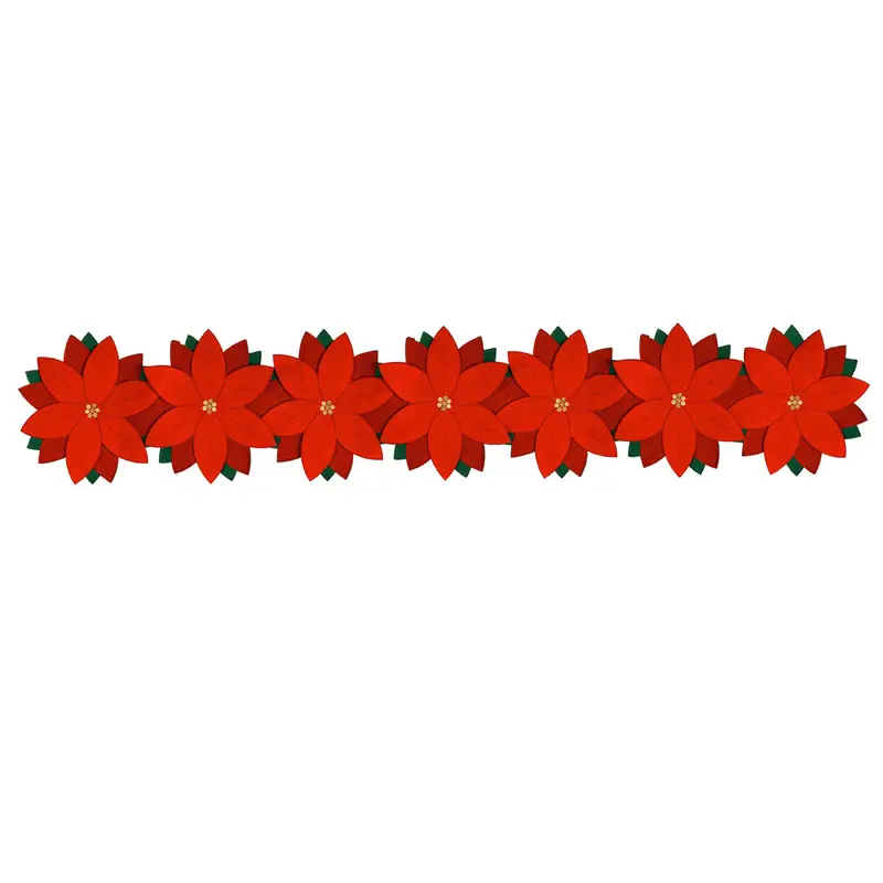 Poinsettia Print Table Runner – 72-Inch Festive Linen Accent 1