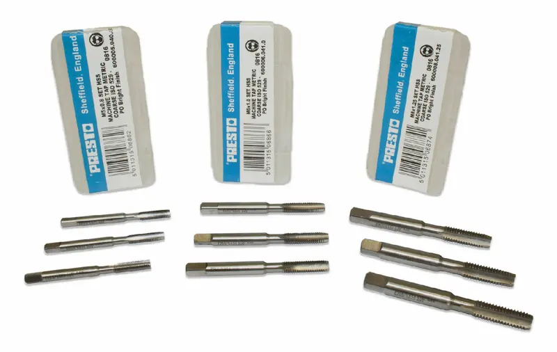 Presto M4×0.7 Hss Metric Coarse Tap Set – 3-Piece Kit 1