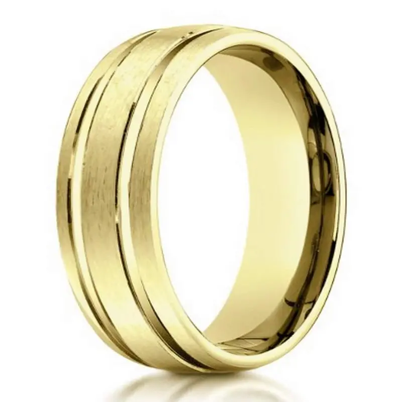 Preston 10K Yellow Gold Men'S Wedding Ring – 6Mm Sleek Band With Subtle Polished Line Accents 1