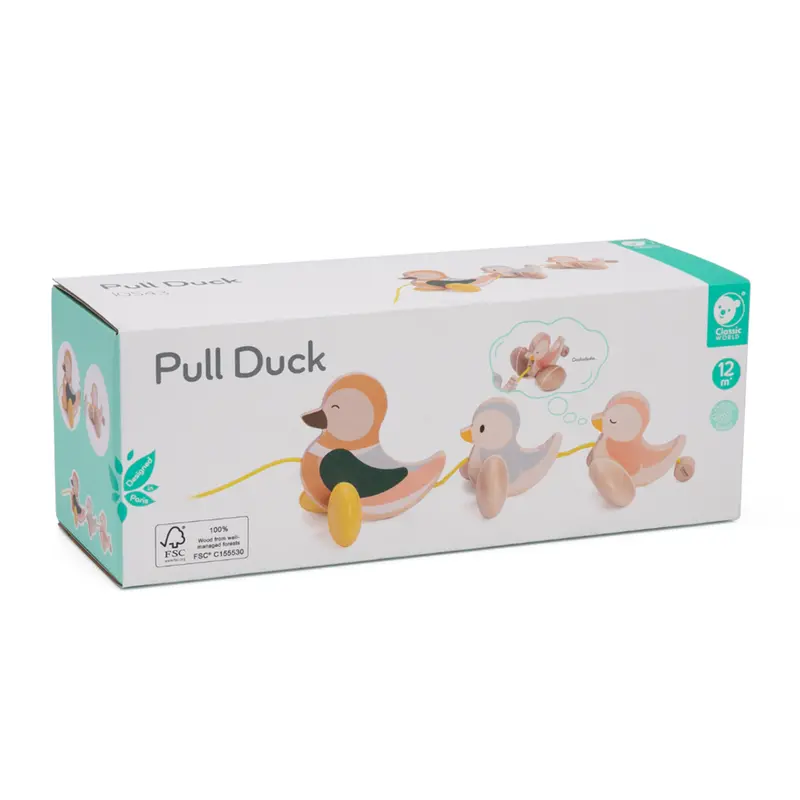 Pull-Along Duck Toy – Classic World Classic Wooden Walking Companion 1