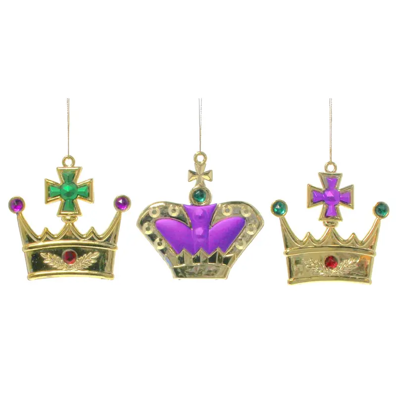 Purple & Gold Crown Ornament – 4.5-Inch Mardi Gras Decorative Accent 1