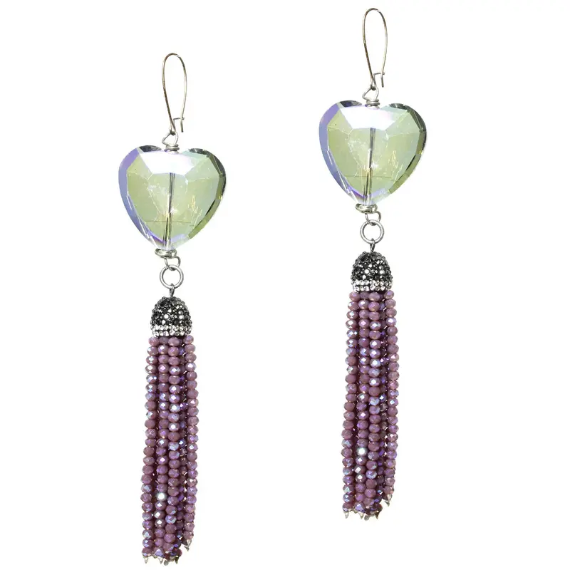 Purple Tassel Dangle Earrings By Amy Labbe 1
