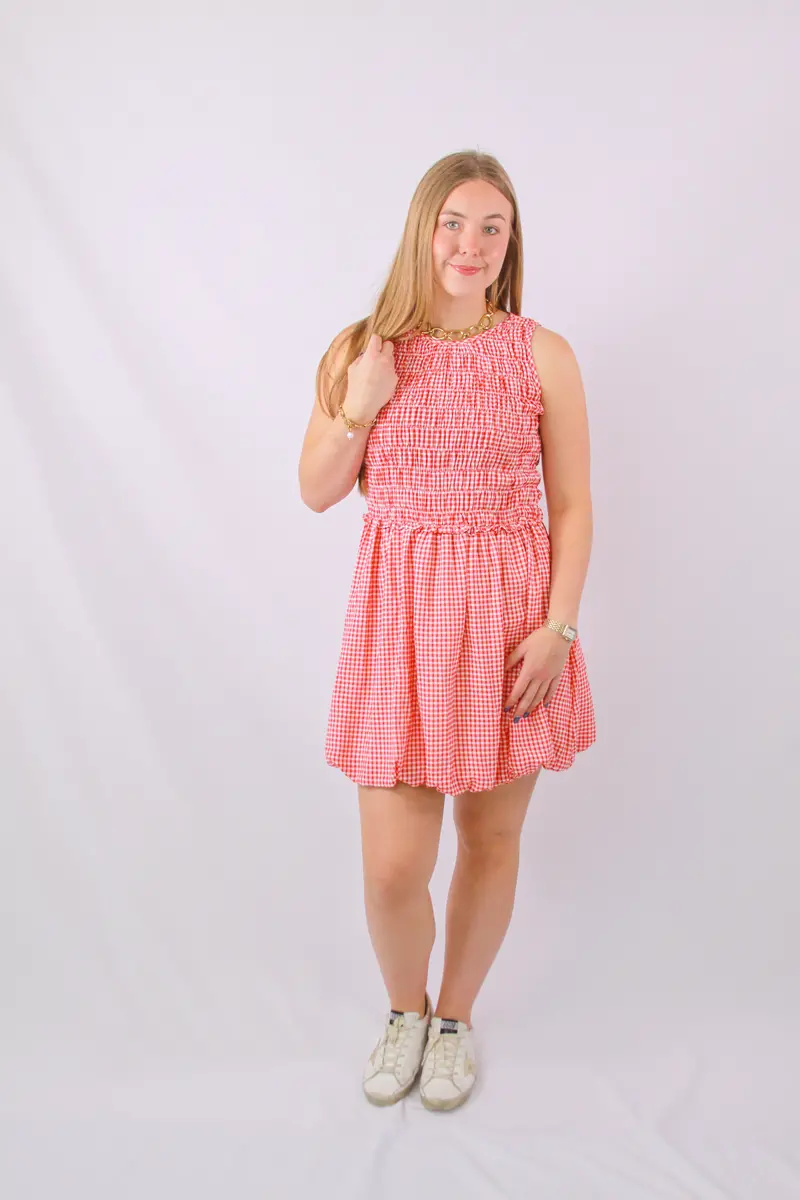 Red Gingham A-Line Dress 1