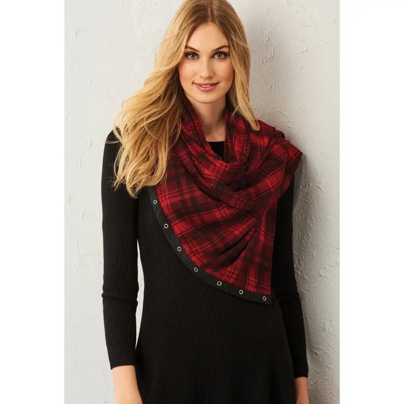 Red Plaid Infinity Scarf Or Shawl By Charlie Paige 1