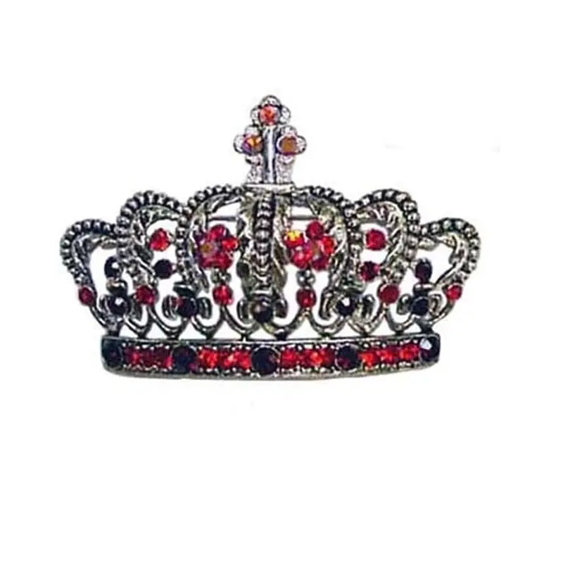 Regal Crown Pin – Silver & Red Gemstone Accent 1
