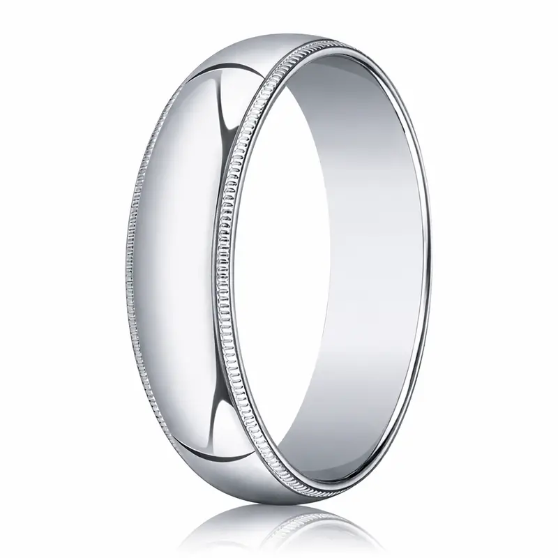 Regent Beaded-Edge 18K White Gold Traditional Wedding Ring – 4Mm 1