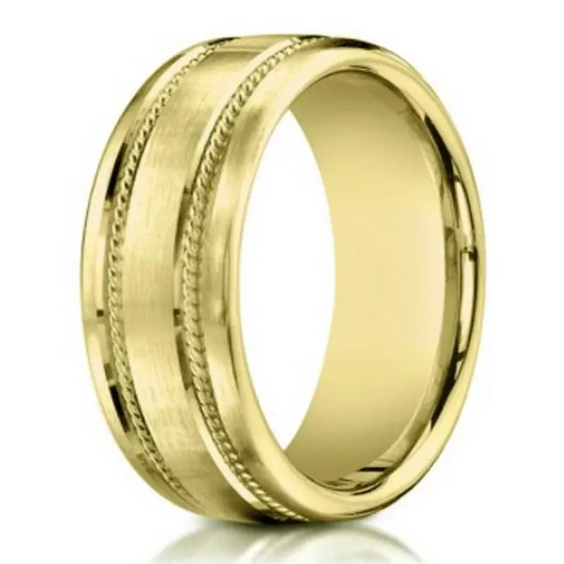 Remington Men'S 7.5Mm 14K Yellow Gold Rope-Textured Wedding Band 1