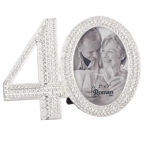 Rhinestone-Embellished 40Th Anniversary Frame 1