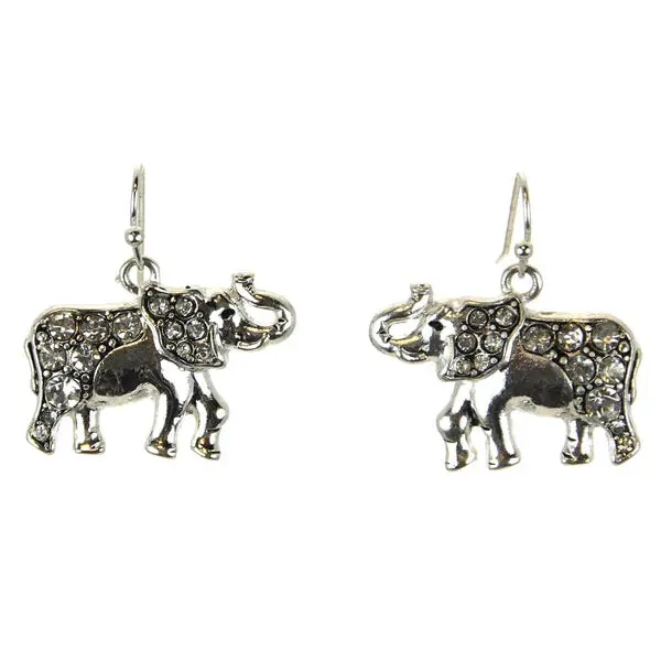 Rhinestone-Embellished Elephant Stud Earrings 1
