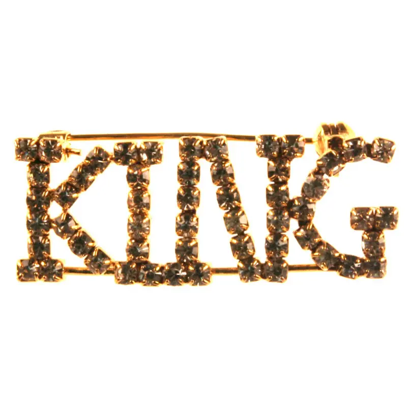 Rhinestone-Studded King-Themed Brooch 1