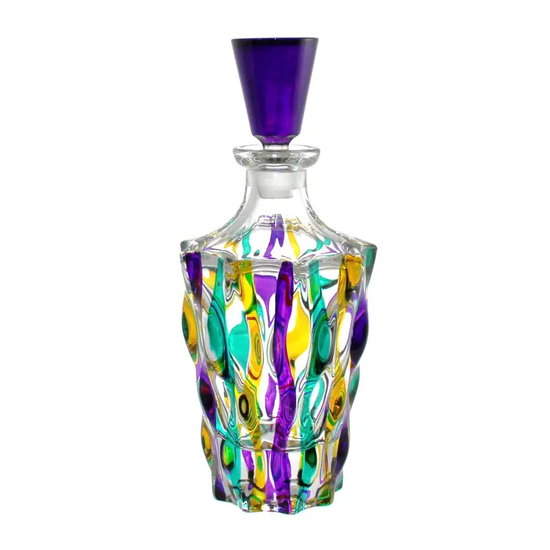 Ribbon Quadro Decanter – Artisan Mardi Gras Spirits Carafe 1