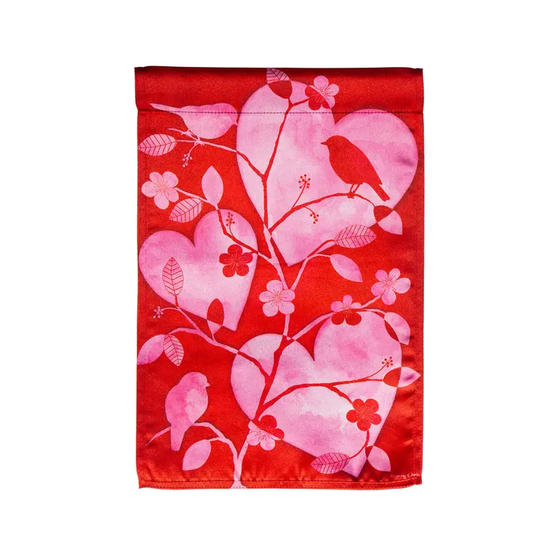 Romantic Silhouette Valentine Garden Lustre Flag 1