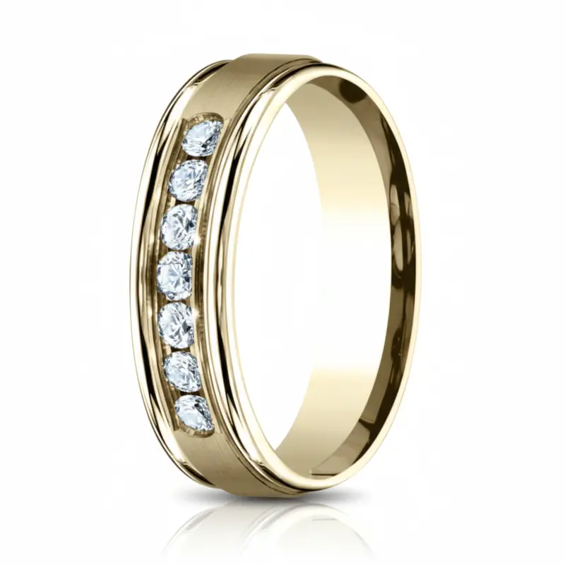 Roosevelt Men'S 6Mm Channel-Set Diamond Wedding Band In Polished 14K Yellow Gold 1