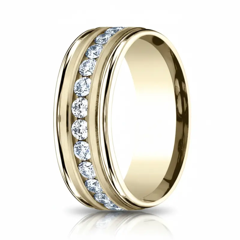 Roosevelt Men'S 8Mm Channel-Set Diamond Eternity Band In 14K Yellow Gold 1