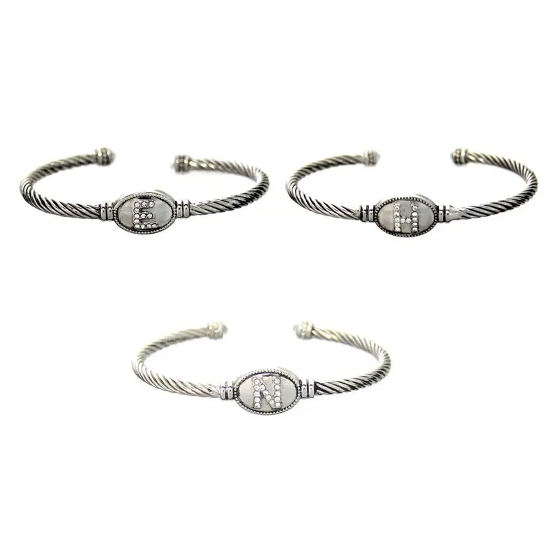 Rope-Style Personalized Initial Cuff Bracelet 1