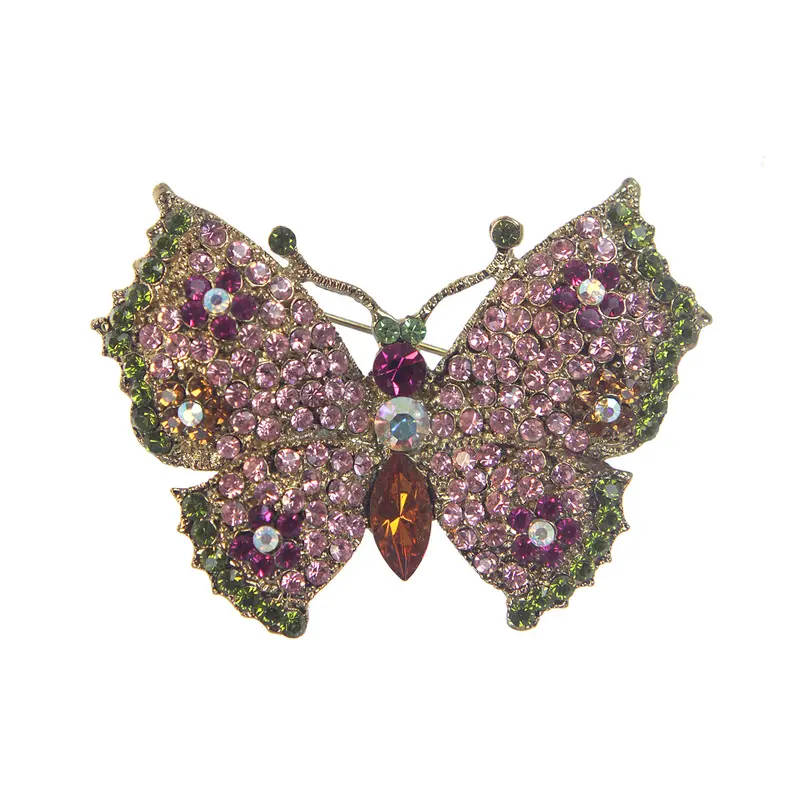 Rose-Colored Floral Butterfly Brooch 1