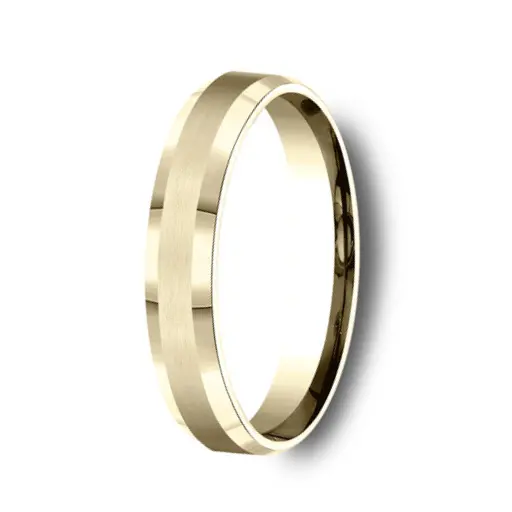 Rowan Men'S 4Mm 14K Yellow Gold Polished Wedding Band With Beveled Edges 1