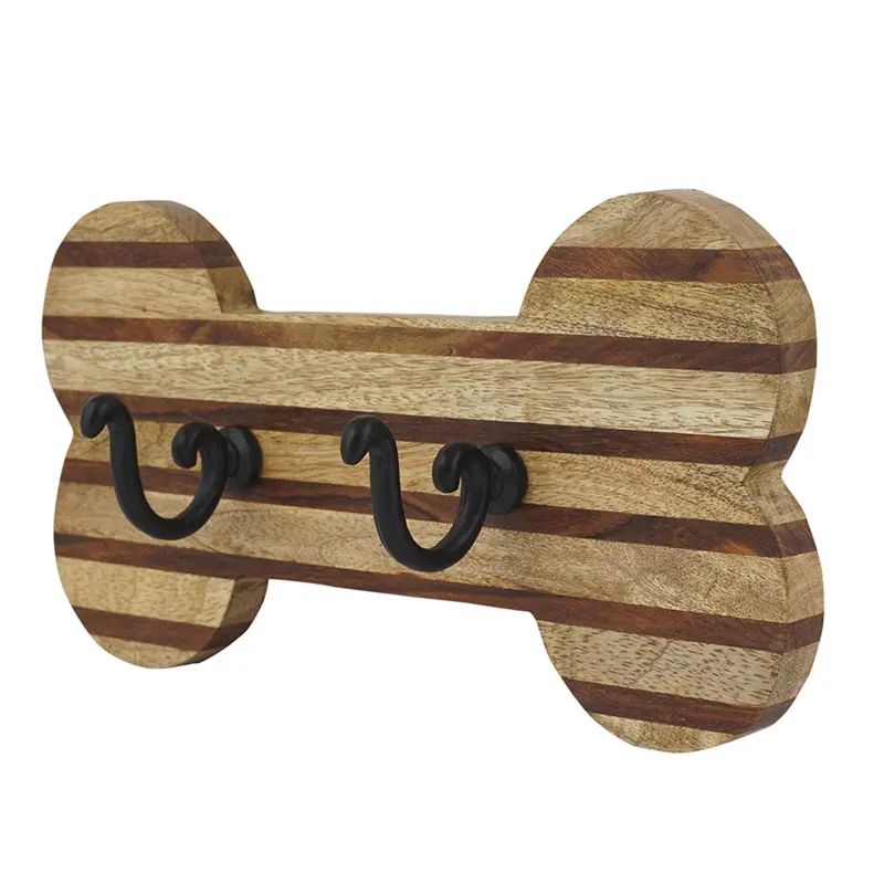 Rustic Wooden Dog Bone-Shaped Wall Hook For Entryway 1