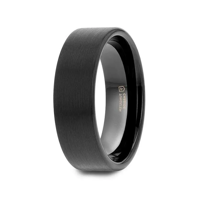 San Antonio Flat Black Brushed Tungsten Men'S Ring – 6Mm Or 8Mm Width 1