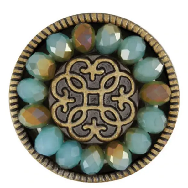 Seafoam-Toned Faceted Ginger Snap Button 1