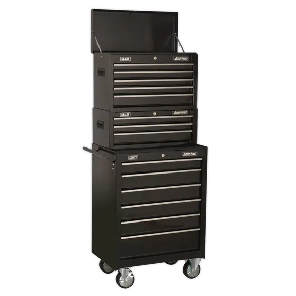 Sealey Ap22Bstack 14-Drawer Stackable Top Chest, Mid Box & Rollcab – Black 1