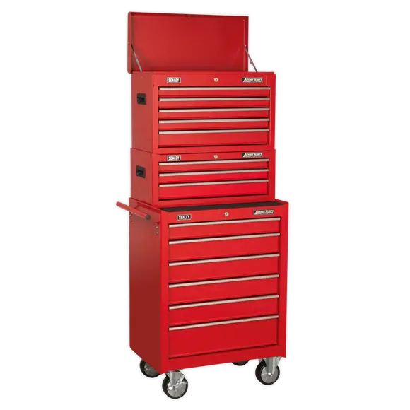 Sealey Ap22Stack 14-Drawer Stackable Top Chest, Mid Box & Rollcab – Red 1