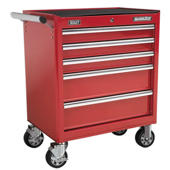 Sealey Ap33459 Red 5-Drawer Mobile Rollcab With Smooth-Glide Slides 1