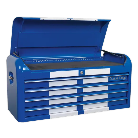 Sealey Ap41104Bws 4-Drawer Retro Topchest – Bold Blue And White Striped Design 1