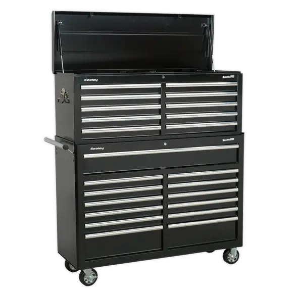 Sealey Ap52Combo2 Black 23-Drawer Extra-Wide Mobile Roller Cabinet With Ball Bearing Slides 1