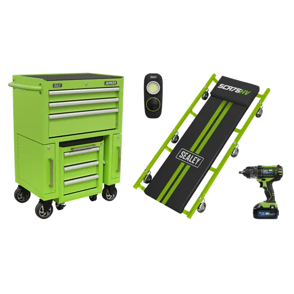 Sealey Ap556Cshvkit 4-Piece Mobile Workshop Kit: Rollcab, Seat & Mechanic’S Creeper 1