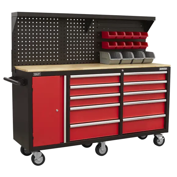 Sealey Ap6310 Mobile 10-Drawer Workstation With Integrated Backboard 1