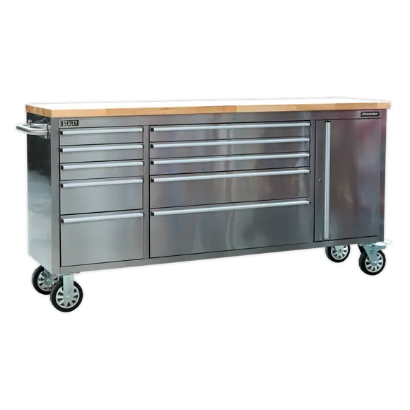 Sealey Ap7210Ss Heavy-Duty Stainless Steel Tool Cabinet — 10 Drawers With Integrated Cupboard 1