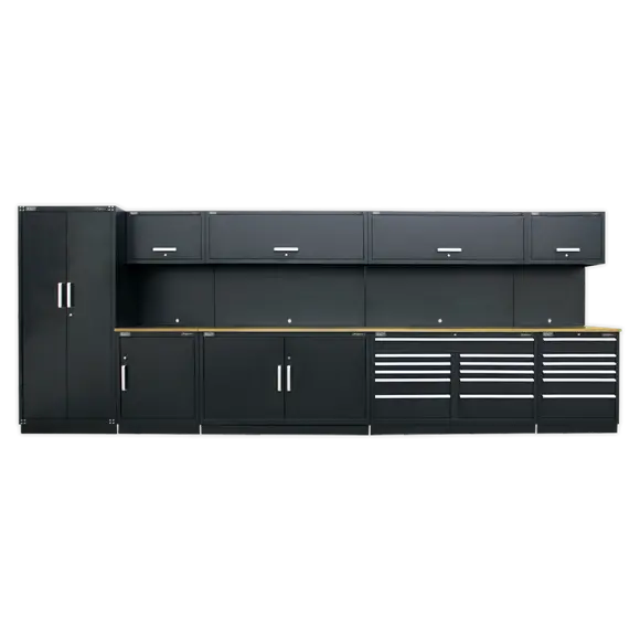 Sealey Apmsoak: 5.6M Expandable Workshop Storage Solution With Oak Worktop 1