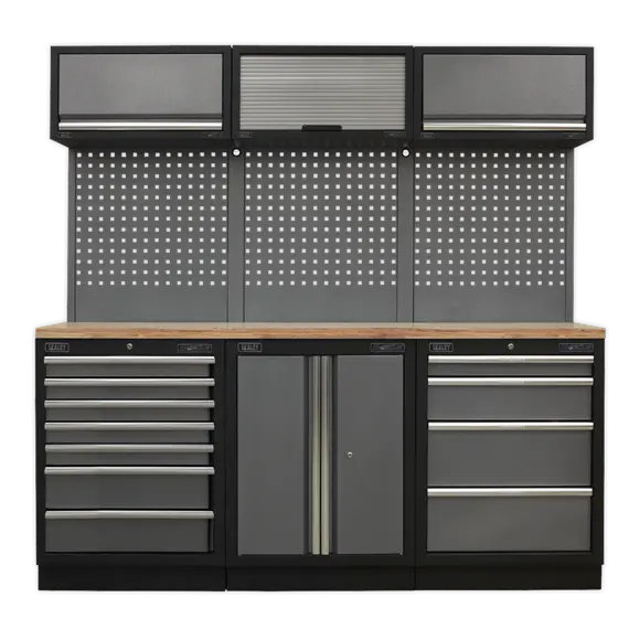Sealey Apmsstack07W Superline Pro 2.0M General-Purpose Storage System – Natural Wood Worktop 1