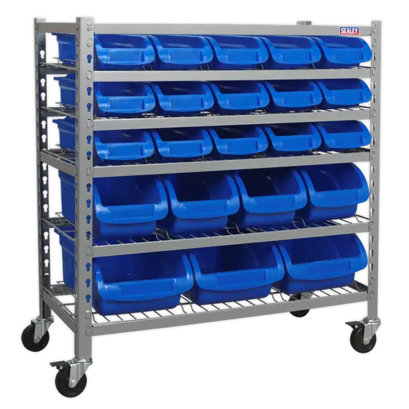 Sealey Tps22 Mobile Storage System – 22-Bin Compact Rolling Parts Cabinet 1
