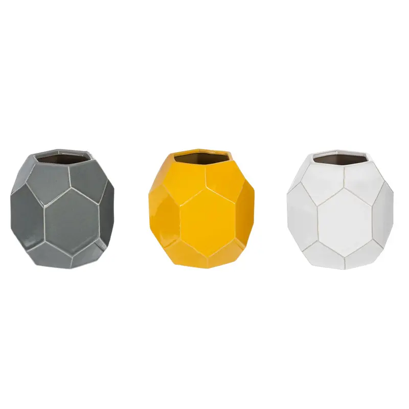 Set Of Three Honeycomb-Style Glass Vases 1
