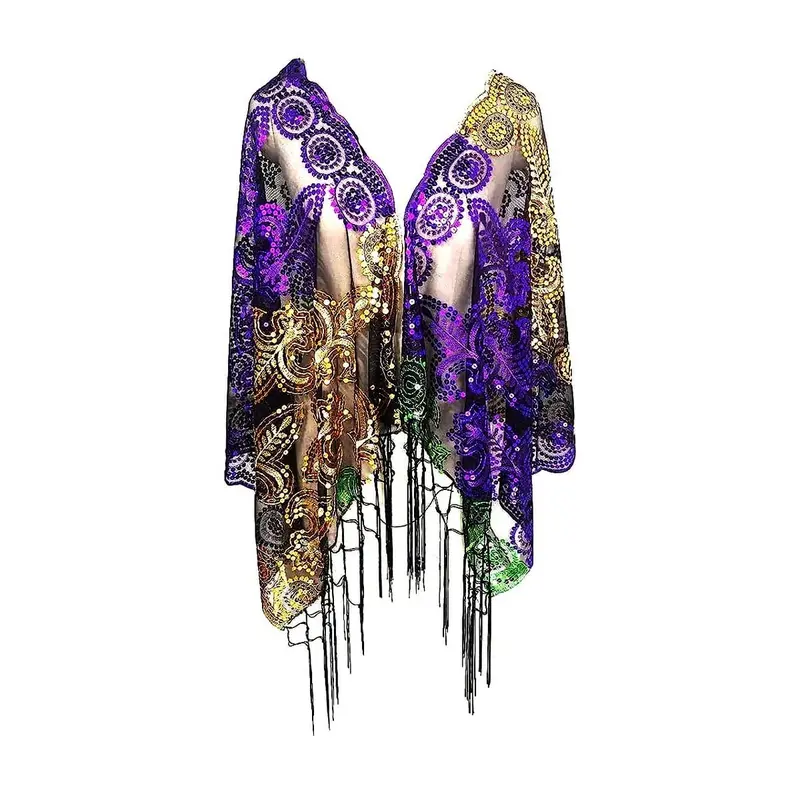 Shimmering Mardi Gras Sequin Scarf For Festive Wear 1