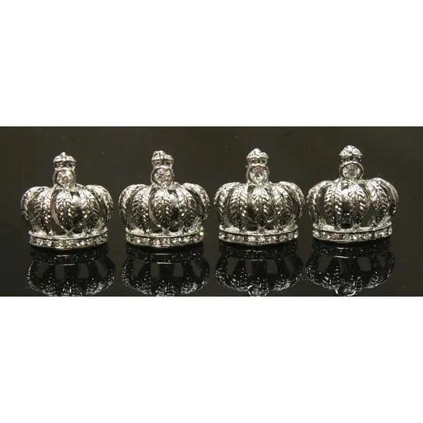 Silver-Tone Crown Button Stud Earrings 1
