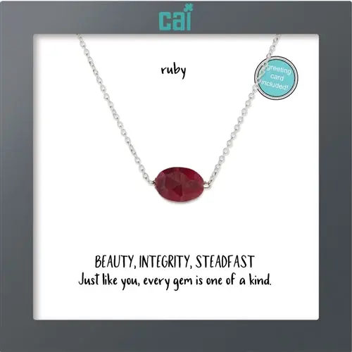 Single Gemstone Necklace – Solitaire Ruby Pendant In Minimalist Setting 2
