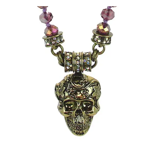 Skull And Amethyst Magnetic Necklace By Kirk'S Folly 1