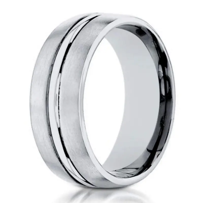 Sloane Men'S 10K White Gold Wedding Band – 6Mm Center-Polished Style 1