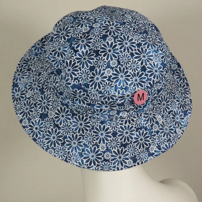 Soiree Hat With Blue Floral Design – Medium Size 1