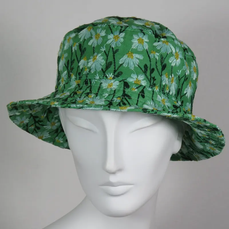 Soiree Hat With Green Base And Embroidered Floral Detail – Small/Medium 1