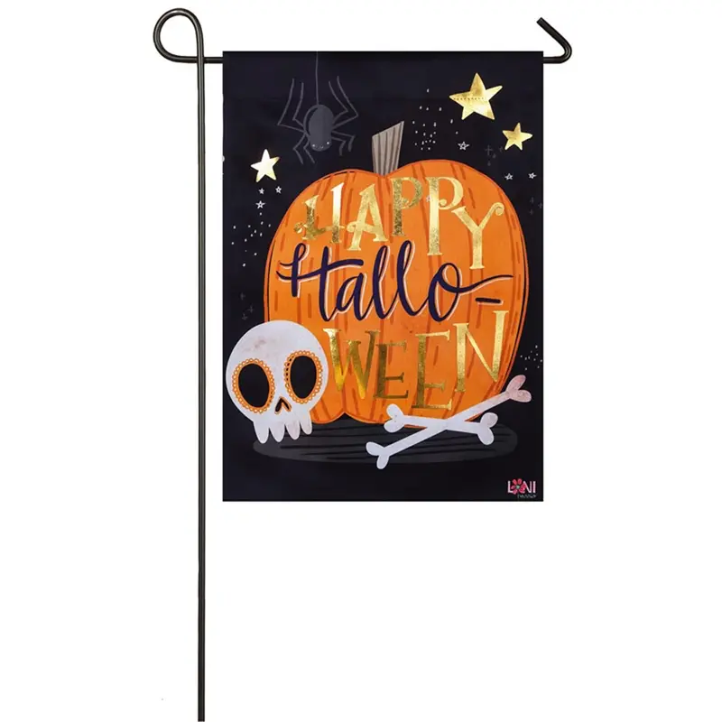 Spooky Skull Garden Flag In Suede Fabric 1